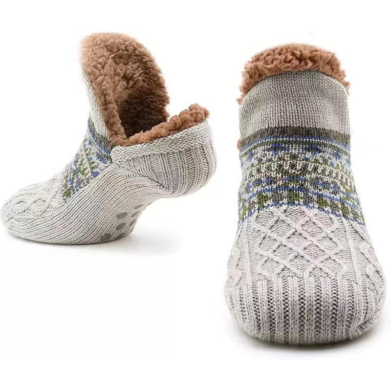 Neue Winter Bodensocken Hause Warme Frauen Männer Socken Schnee Socken Schlaf Teppich Socken Hausschuhe Socken Männer Rutschfeste Yoga Socken 43-45 grau