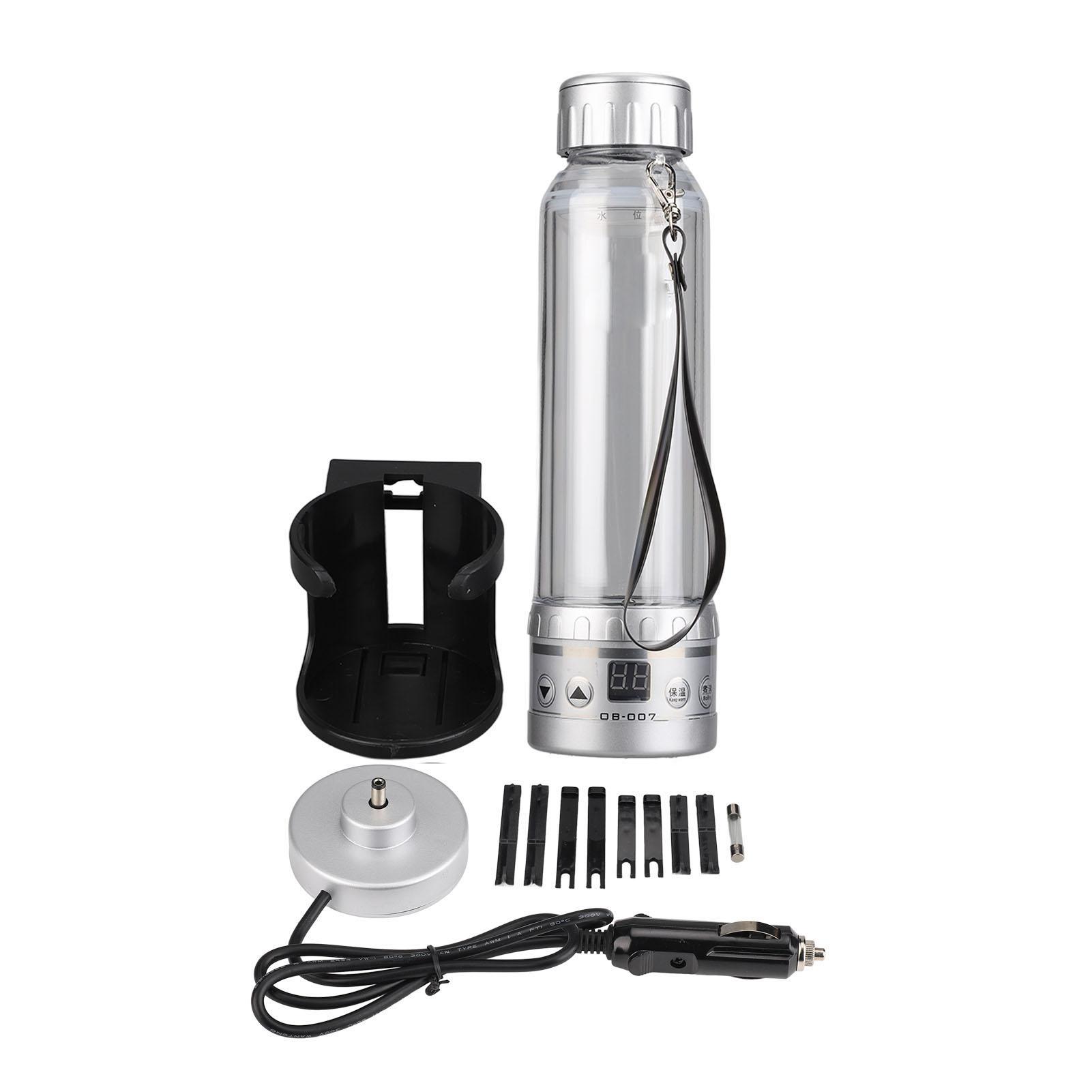 Auto Wasserkocher 12V 24V Transparent Auto Wasserkocher 280ml Großes Fassungsvermögen Tragbar L silber