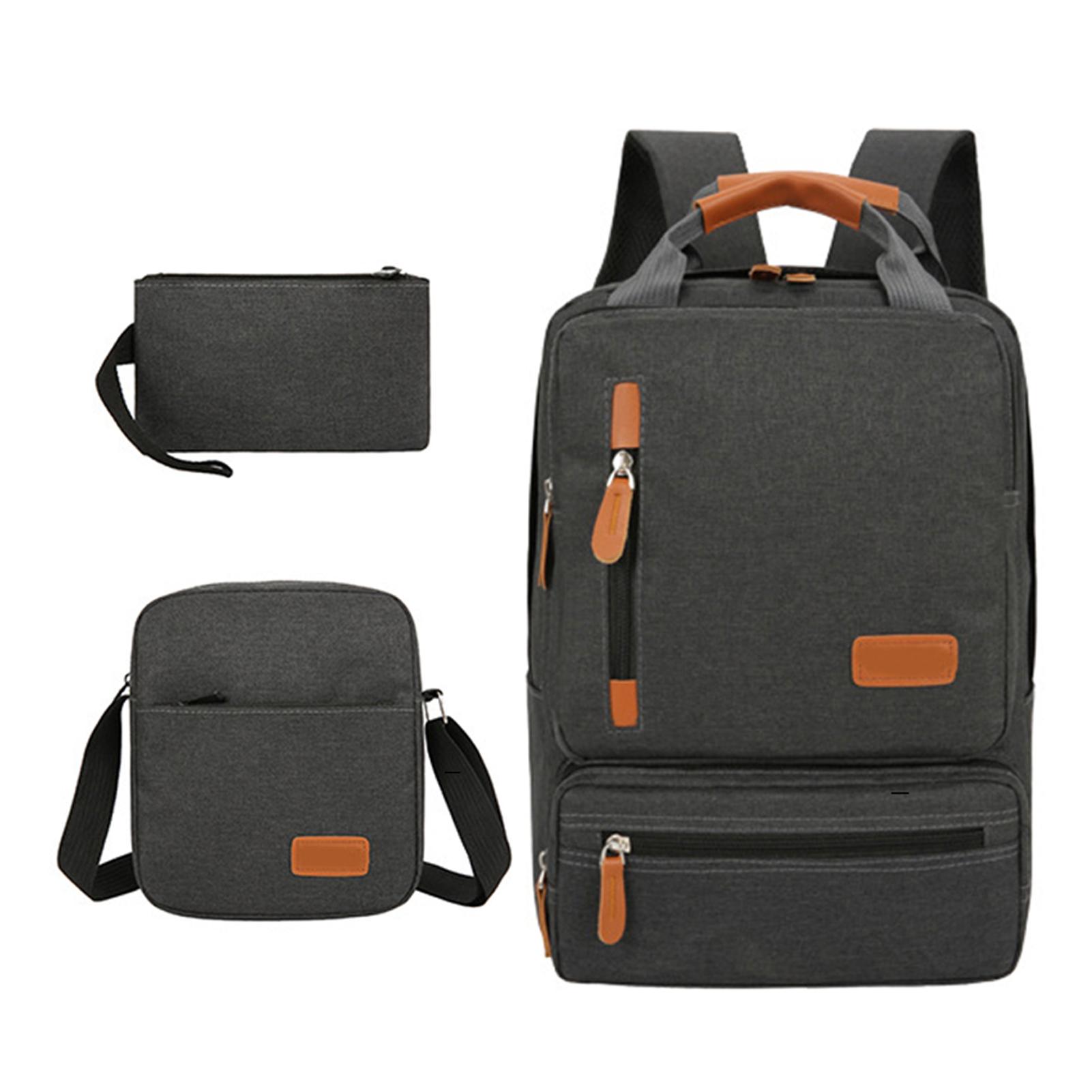 Laptop-Rucksack für Damen und Herren, 3-teiliges Rucksack-Set, Laptop-Rucksack, Schultertasche, kleine Tasche für schwarz