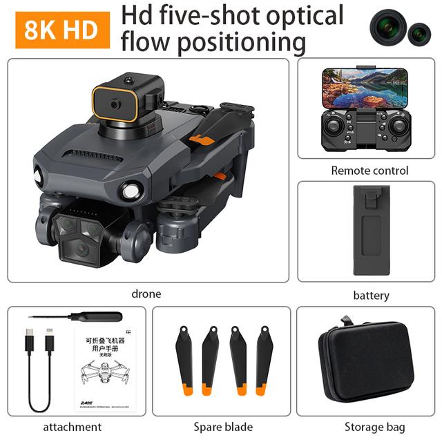 P8 Pro 8K Drohne Professionelle Hindernisvermeidung 4K Dual HD Kamera 5G Bürstenloser Motor Faltbarer Quadcopter Geschenke Spielzeug Black8KBag1B