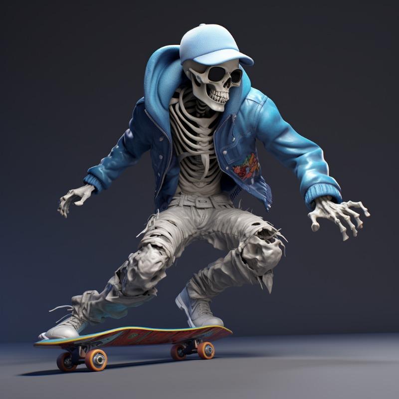 Halloween Skelettfiguren Motorrad Skateboard Ornamente Wohndesign Horror Dekoration Skateboard skeleton