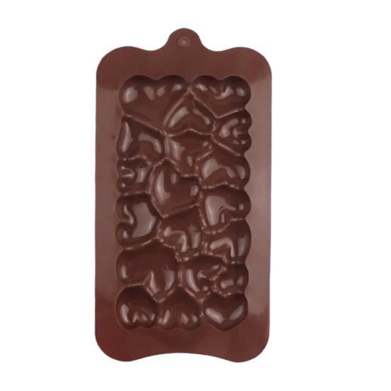 Silikon-Schokoladenformen, leicht zu lösen, Herztexturen, Riegelformen für selbstgemachte Schokoriegel, Keto-Bomben, Energie-Proteinriegel kaffeebraun