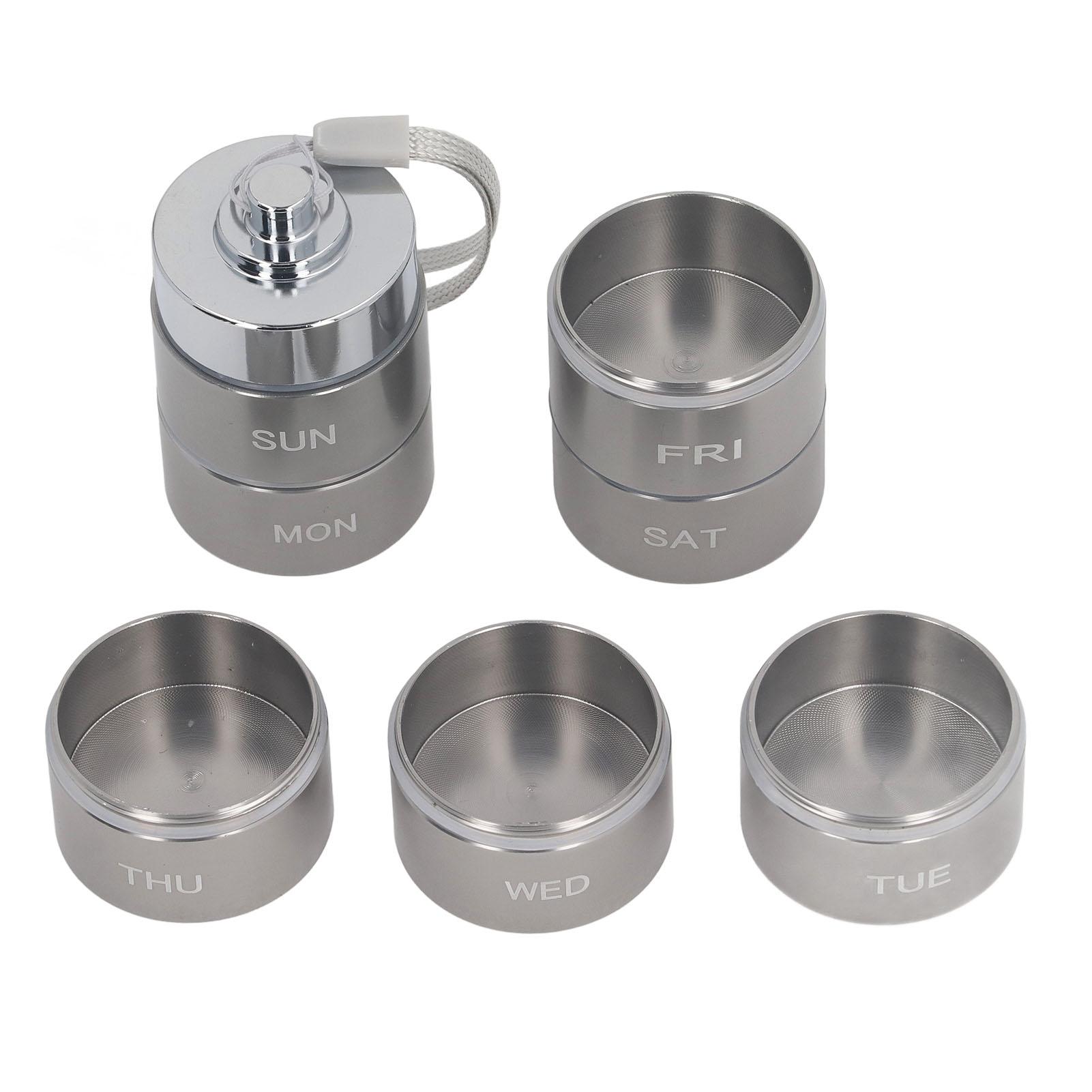 Wöchentlicher Medikamenten-Organizer Wasserdicht 7 Tage Medikamentenbox Aluminiumlegierung Abnehmbar Wöchentliche Medikamente grau