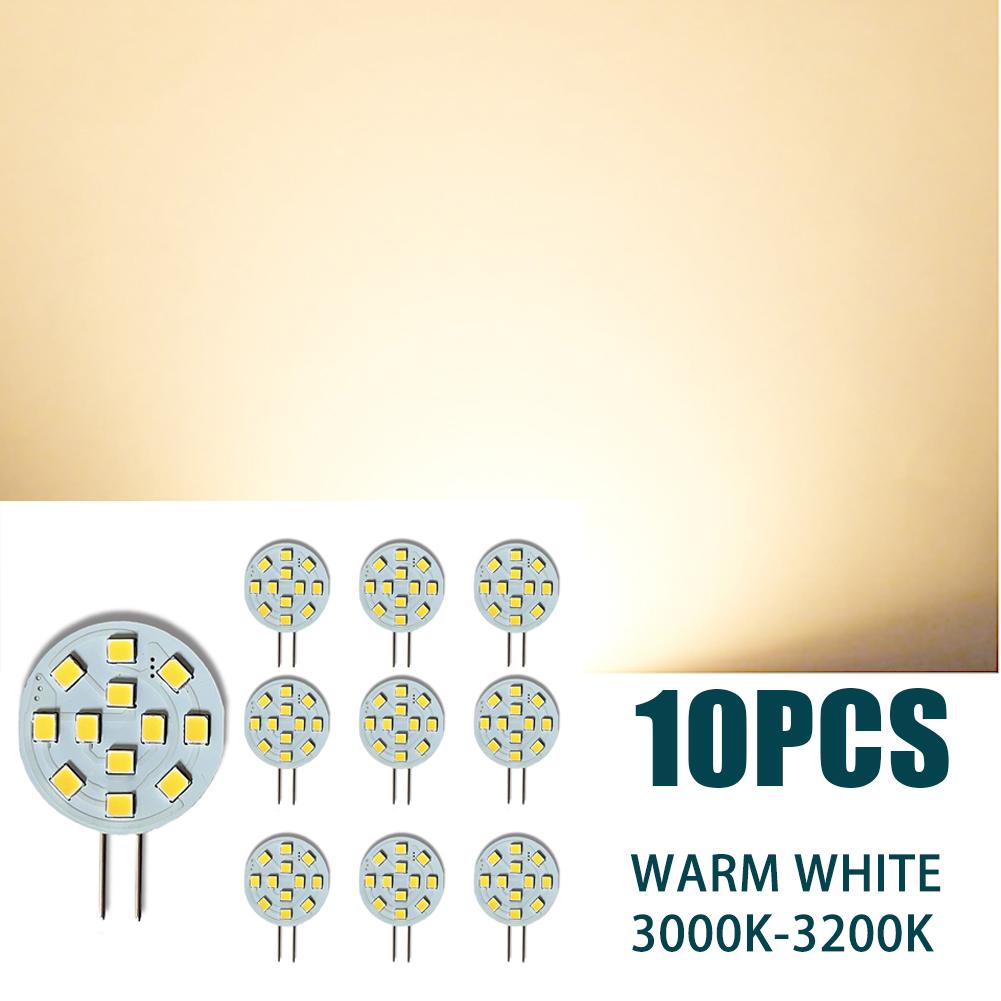 10er Pack G4 LED-Lampen AC/DC 12V 2W SMD2835 Superhell für Einbau-Puckleuchte Schrank Wohnmobil Innenbeleuchtung warm weiße