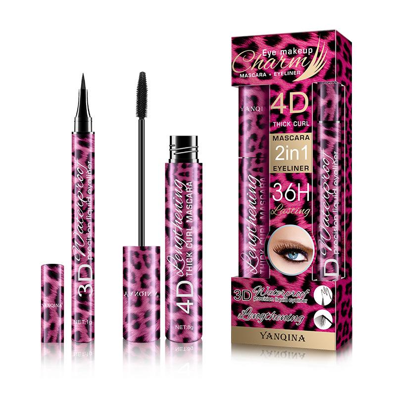 4D Seidenfaser-Lash-Mascara, lange, kräuselnde Wimpern, schwarz, wasserfestes Faser-Augen-Wimpern-Make-up schwarz