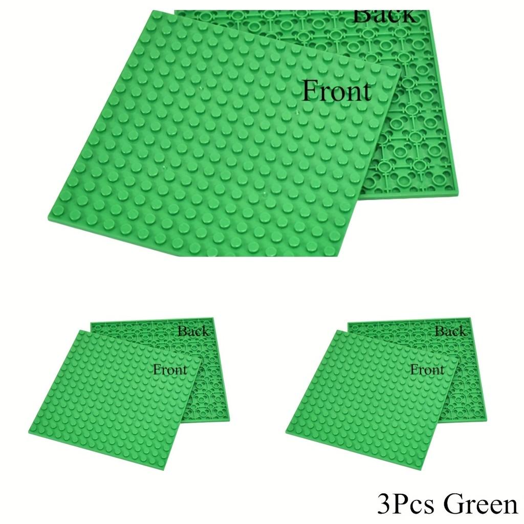 3 Stück Platten 16 x 16 MOC Doppelseitige Grundplatten-Bausteine, Grundplatten-Stadtteile, Lernspielzeug, Halloween-Weihnachtsgeschenke grün