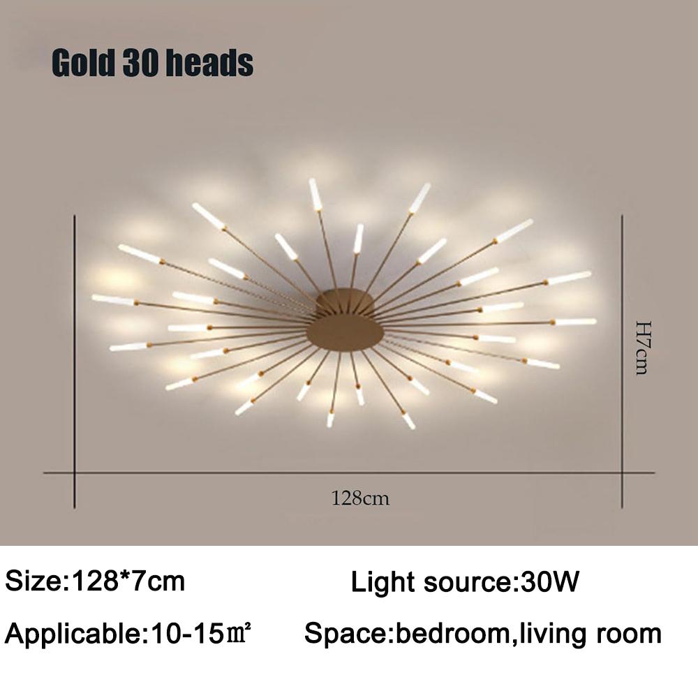 Gold 30 Köpfe Nicht Dimmbare Pendelleuchten Kreatives Feuerwerk Design Kronleuchter Moderne Deckenleuchte für Wohnzimmer Ausstellungshalle Schlafzimmer 30 heads