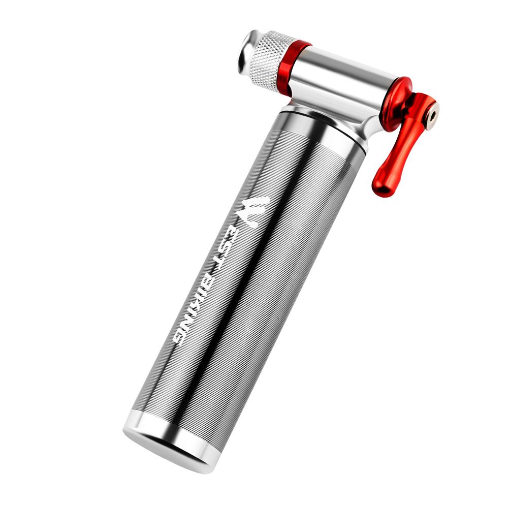 Fahrrad Mini Pumpe CO2 Inflator Isolierte Hülse Air Radfahren MTB Fahrrad Fahrrad Pumpe Ball Pumpe Fahrrad silber
