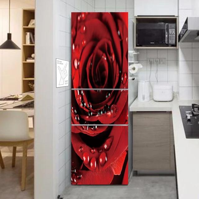 Küche Vinyl Kühlschrank Aufkleber Selbstklebende Kühlschrank Tapete Tür Abdeckung Kaffee Dschungel Ball Dekoration Poster Wandbild 3d Film 60x180cm(1pcs)