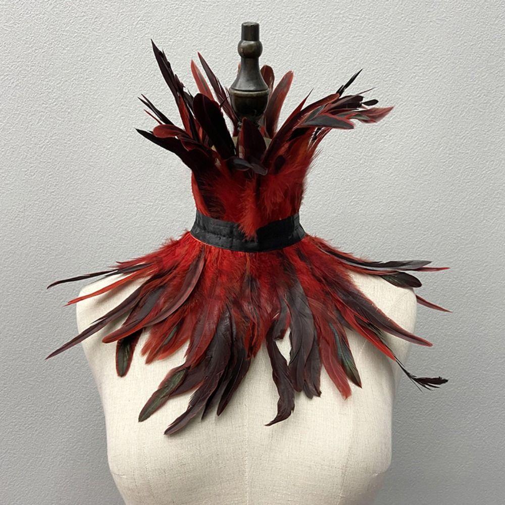Damen Party Accessoires Feder Schal Pelz Schal Gothic Kleidung Halloween Deko rot