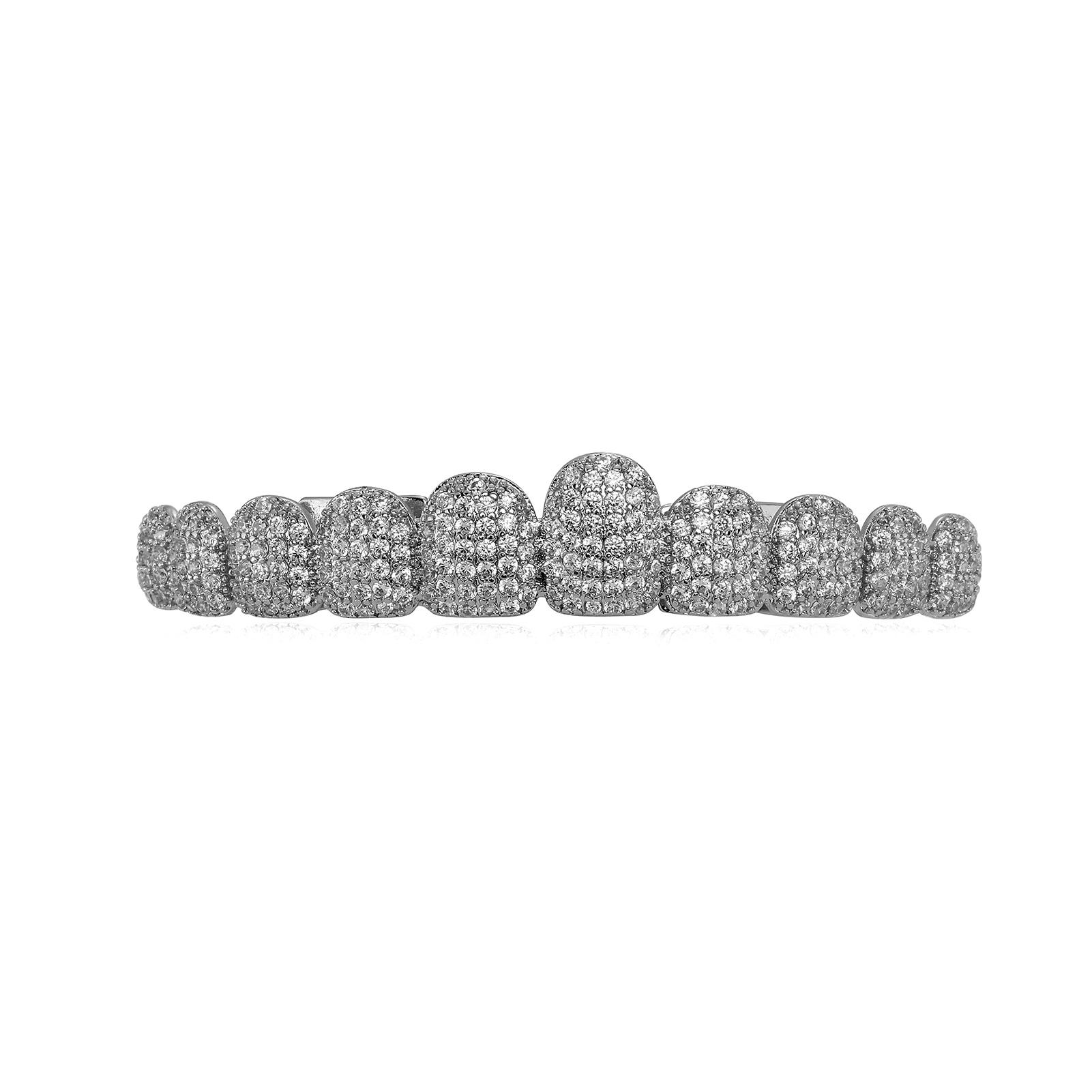 TOPGRILLZ Iced Out 10 Obere & 10 Untere 5A CZ Steine Zähne Grillz Punk Rapper 14K Gold Plated Zirkon Zahnkappen Für Mundschmuck