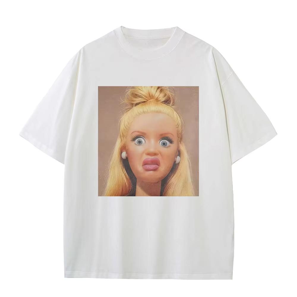 Heiß Lustig Ekelhaft Puppe Meme Grafik T-Shirts Unisex Damen Hohe Qualität Baumwolle T-Shirts Unisex Übergroß Kurzarm T-Shirts L