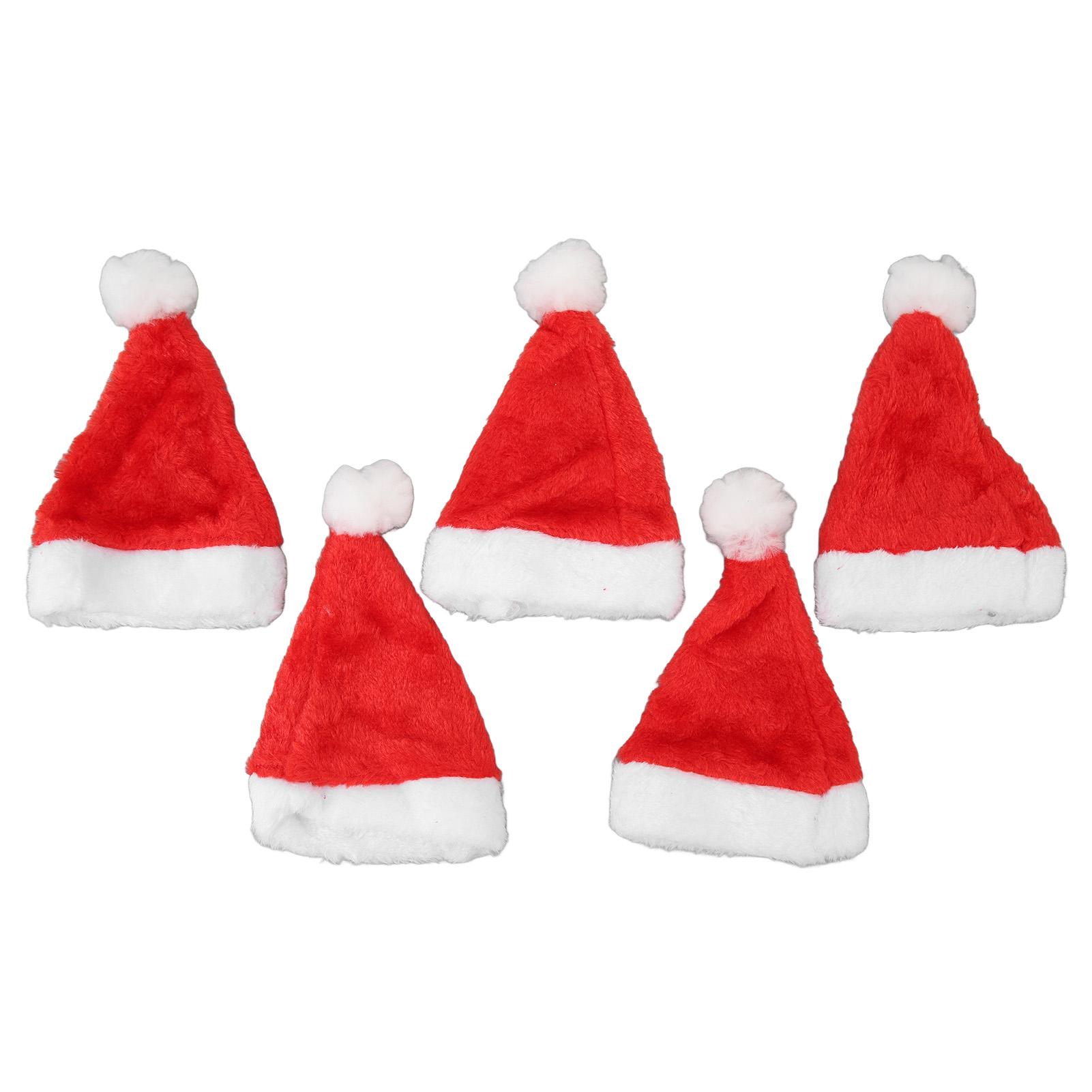5 Stück Weihnachten Haustierhut Rot Plüsch Gummiband Hund Katze Niedlich Haustier Weihnachtsmannmütze für Feiertagsparty Kostüme