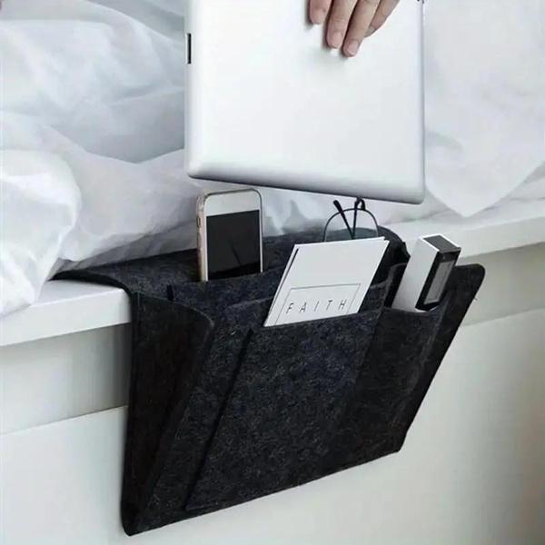 Hängende Aufbewahrungstasche am Bett, Aufbewahrungstasche für Taschentücher und Handy-Fernbedienungen, Hängetasche für die Aufbewahrung von Büchern am Bett, Aufbewahrungstasche für diverse Haushaltsgegenstände