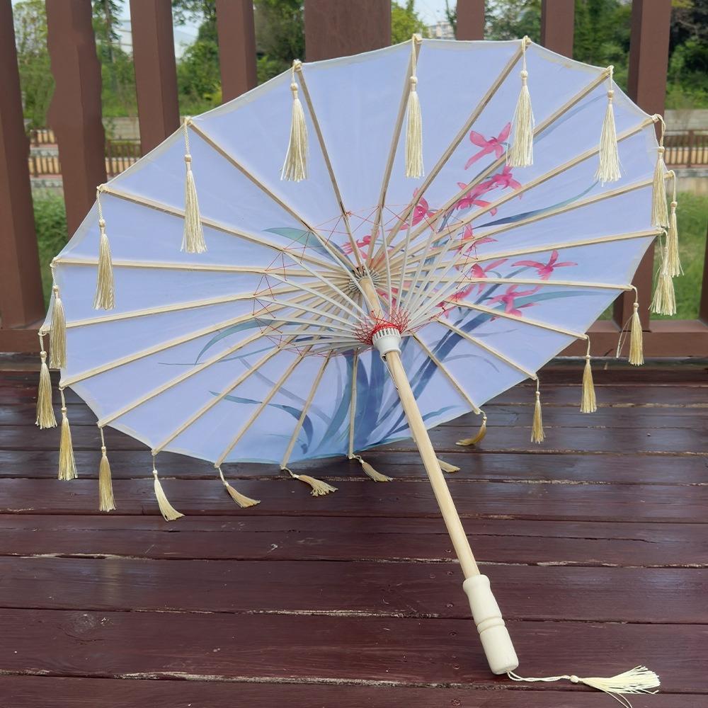 Handgehaltener Seidenstoff Quasten-Regenschirm 70cm Alter Tanz-Regenschirm Antiker Quasten-Regenschirm Mädchen Style 27