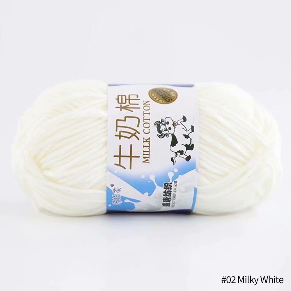 FEIJIEAST 50 g/Rolle Milch-Baumwollgarn, 5-lagig, Handstrickgarn, weich, warm, DIY-Baumwollfäden, Babywolle zum Handstricken, Häkelgarn milch-weiße