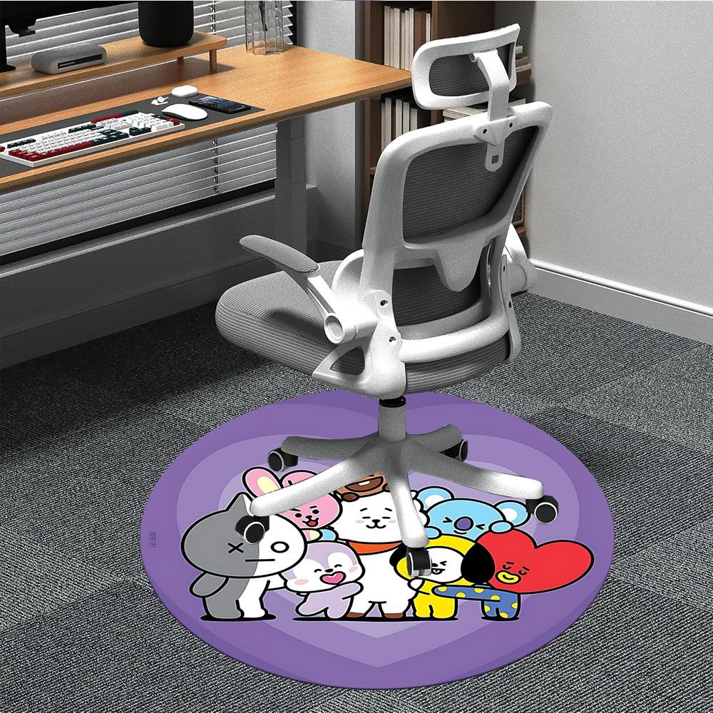 1 Stück BT21 Charaktere Stuhl Teppich für Büro Rutschfest, Maschinenwaschbarer Teppich für Büro, Zimmer - Feiertagsdekoration - Maschinell hergestellt yy251017249 80cm by 80cm