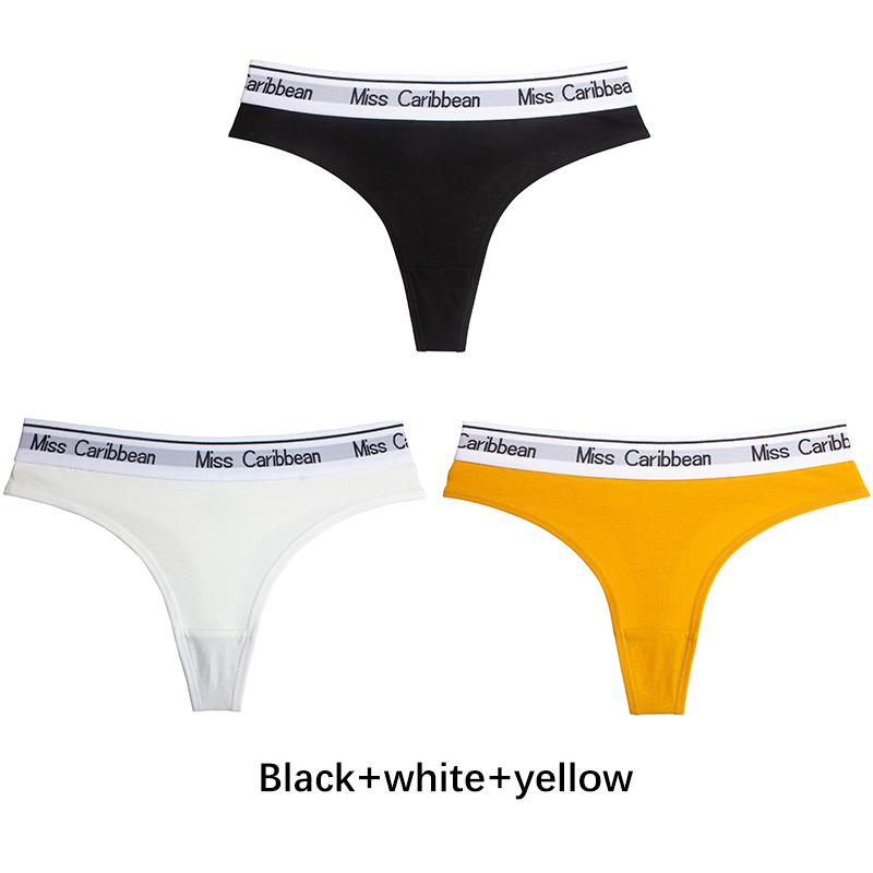 3 Stück Damen Nahtlose Baumwoll-Strings Slips Buchstaben Breiter Bund G-String Niedrige Taille Slips Unterwäsche M violett