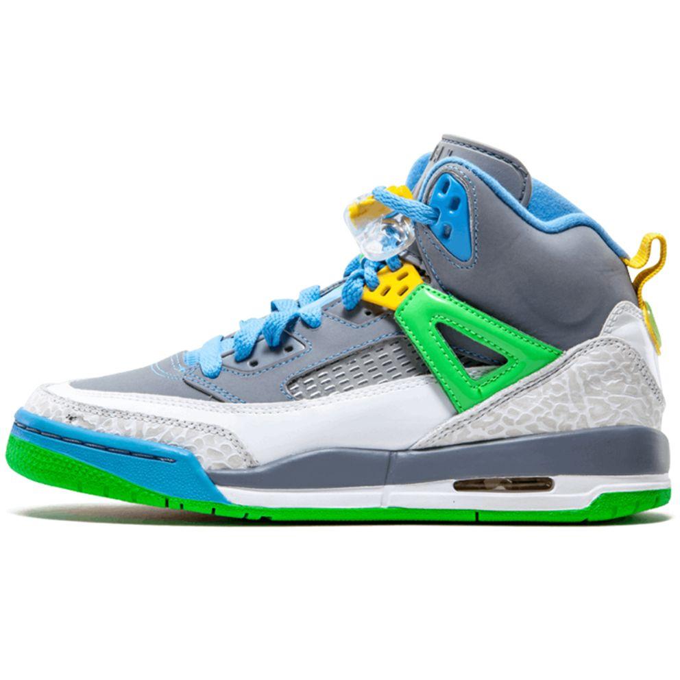Air Jordan Spizike GS Stealth Kinder-Sneakers Weiß Stlth Psn-Grn-Unvrsty-Bl-Bltz 317321-056 38 gray