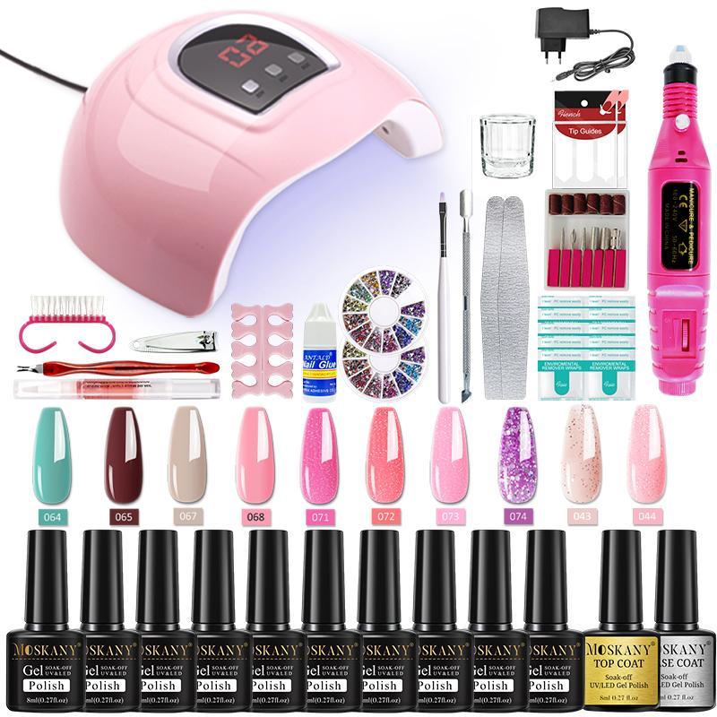 Nagel-Set mit Nagellampe, Nageltrockner, Nagelbohrmaschine, Maniküre-Set, Soak-off-Nagelkunst-Werkzeug-Set, Polygels, Nagel-Gel-Nagellack-Set