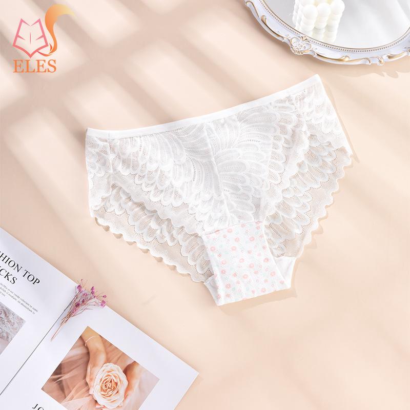 XL-4XL Übergröße Damen Slips Unterwäsche Spitze Atmungsaktive Damenunterwäsche Elastischer dünner Schritt Höschen XL weiß