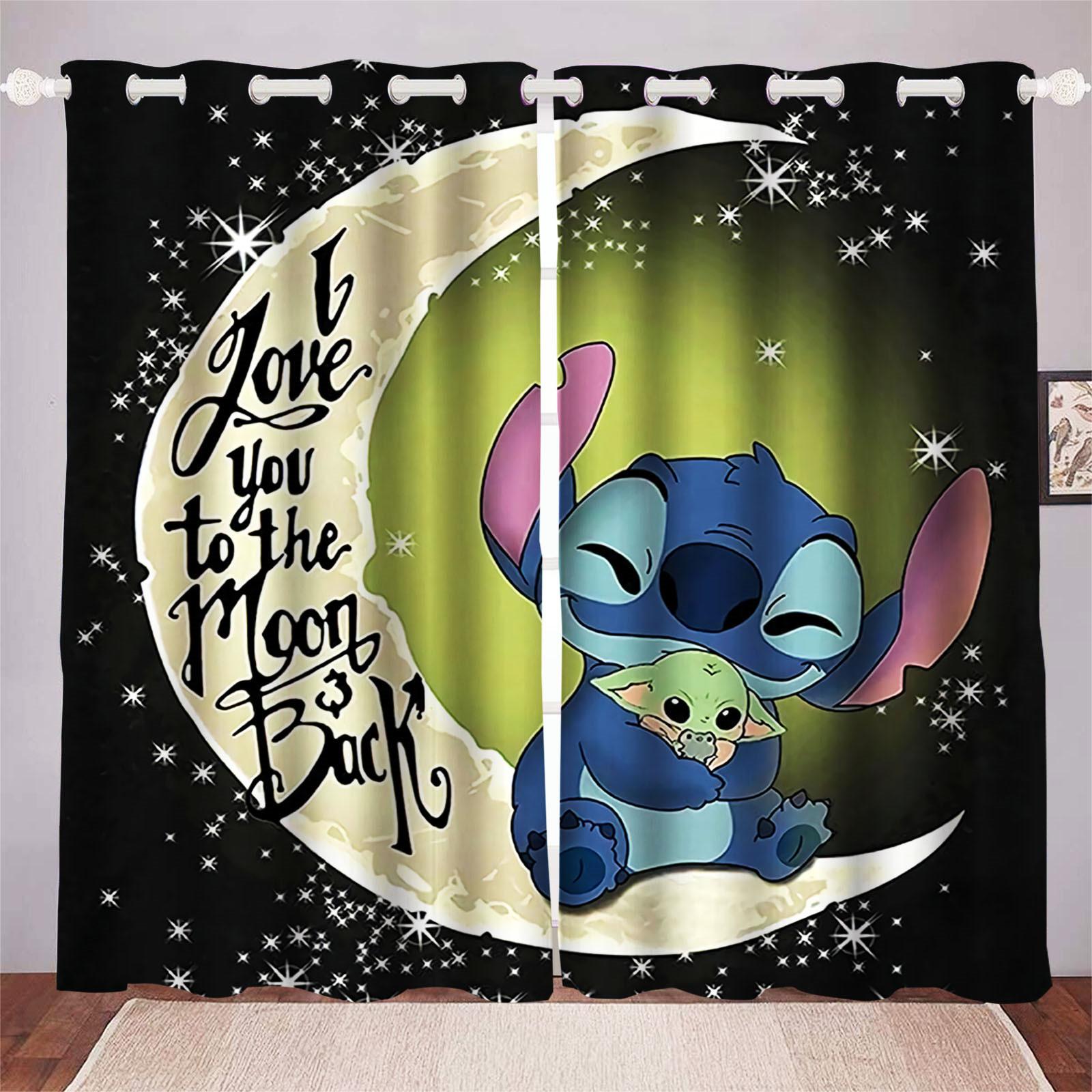 Stitch Cartoon Anime Staubdicht Balkon Bildschirm Vorhänge Für Wohnzimmer Schlafzimmer Blackout Vorhänge Polyester Hause 220x215