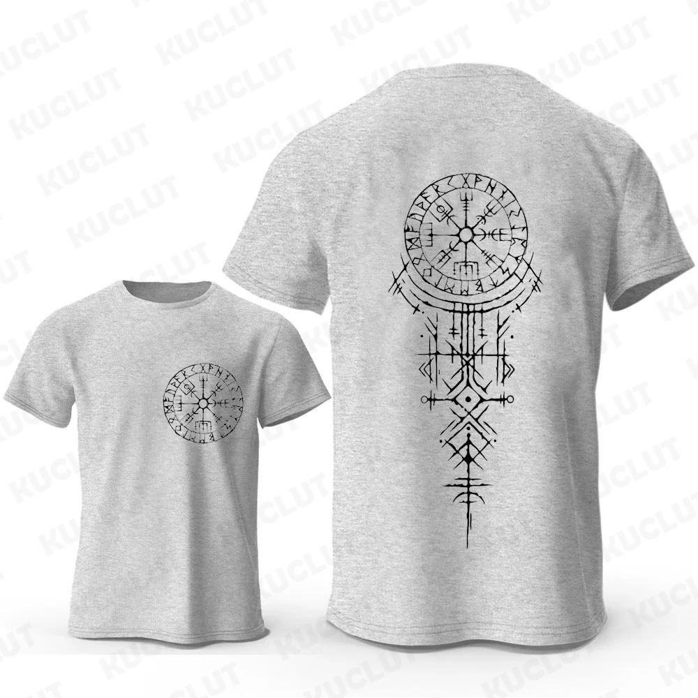 Wikinger Runen Kompass Grafik T-Shirts Lustige Reise T-Shirts Kurzarm Tops Mode Lässig Harajuku Herren Marken T-Shirts XL