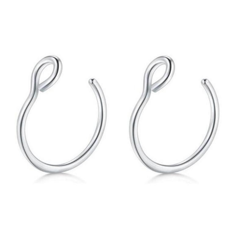 1 Paar U-förmiger gefälschter Nasenring, goldfarben, Nasenring-Piercings, modisch, schlichter Nasenring, Unisex-Schmuck, Geschenke silber