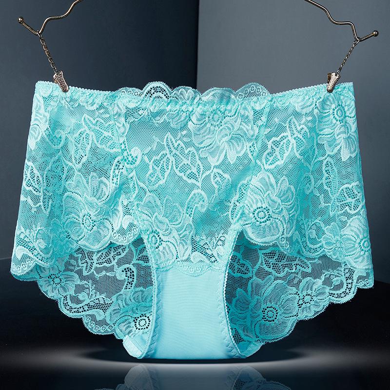 8959 Übergröße Spitze Hohe Taille Damenunterwäsche: Nahtlose Bauchkontrolle und Hüfthebung für 90-300 lbs L (85-115 lbs) himmelblaue