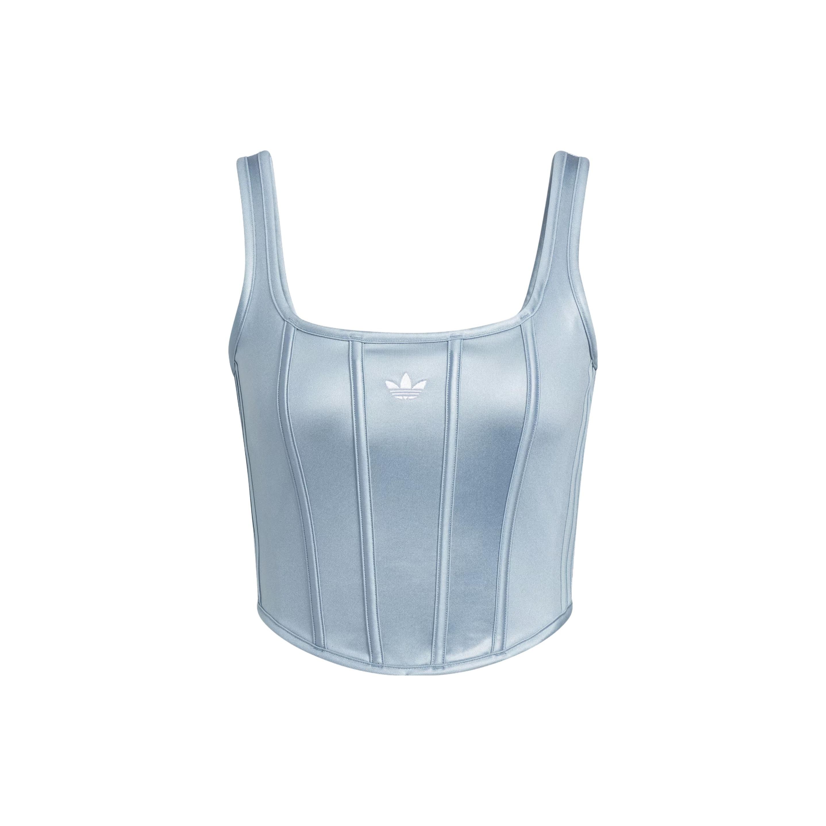 Adidas Originals Trefoil Series Korsett Tanktop Einfarbig Logo Sport-Camisole Damen Tops Textur-Blau IX1913 XXS