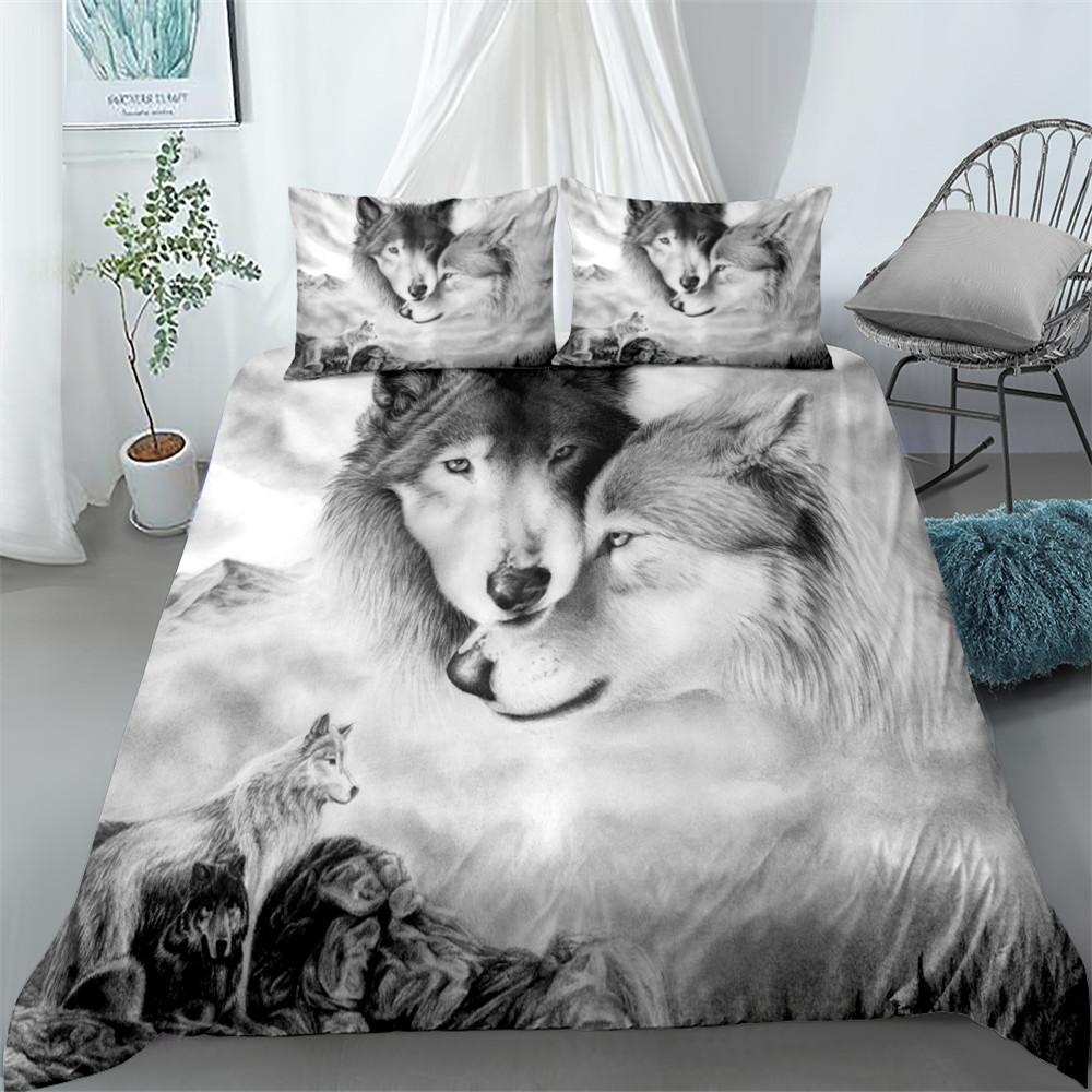 Digital Wolf Bettbezug-Set für Einzelbett, Doppelbett, Queensize-Bett, Kingsize-Bett, Cal King Size Bettwäsche-Set 135x200cm