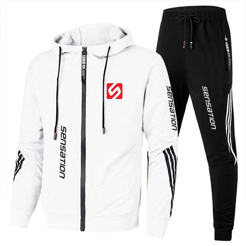 Neue männer Sportswear Frühling und Herbst Zipper Hoodie Mantel + Sport Hosen Jogging Anzug Outdoor Fitness männer Kleidung XXXL