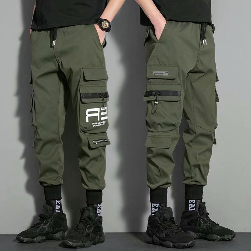 Multi Pocket Drawstring Cargo Pants Herren Casual Cargo Pants für Sommer Herbst Outdoor 2XL grün