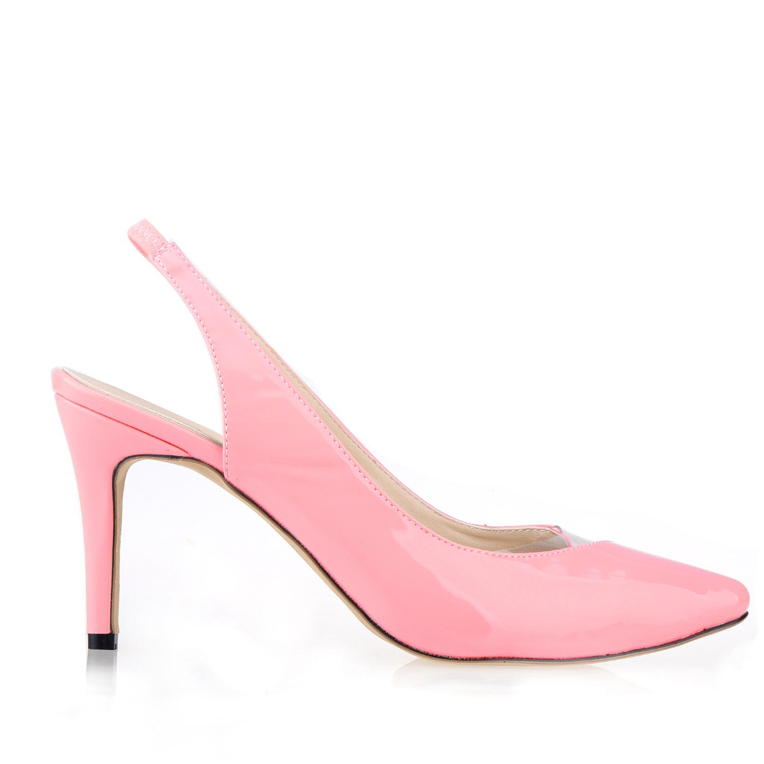 Damen Lackleder Mode High Heels Spitz Korsett Work Pumps Pumps Hochzeitsschuhe 10 rosa