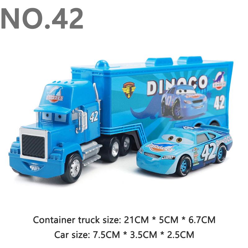 Pixar Cars LKW Sage VanDerSpin Modellauto 1/55 Druckguss Container-LKW Rennspielzeug Geburtstagsgeschenke für Kinder Sammlerstücke