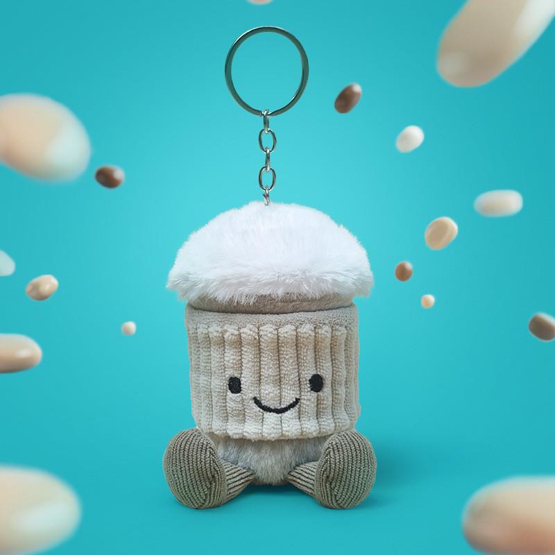 Tier Jellycat Plüsch Schlüsselanhänger Superweich PP Baumwolle Taschenanhänger Geschenk für Kinder Coffee Cup