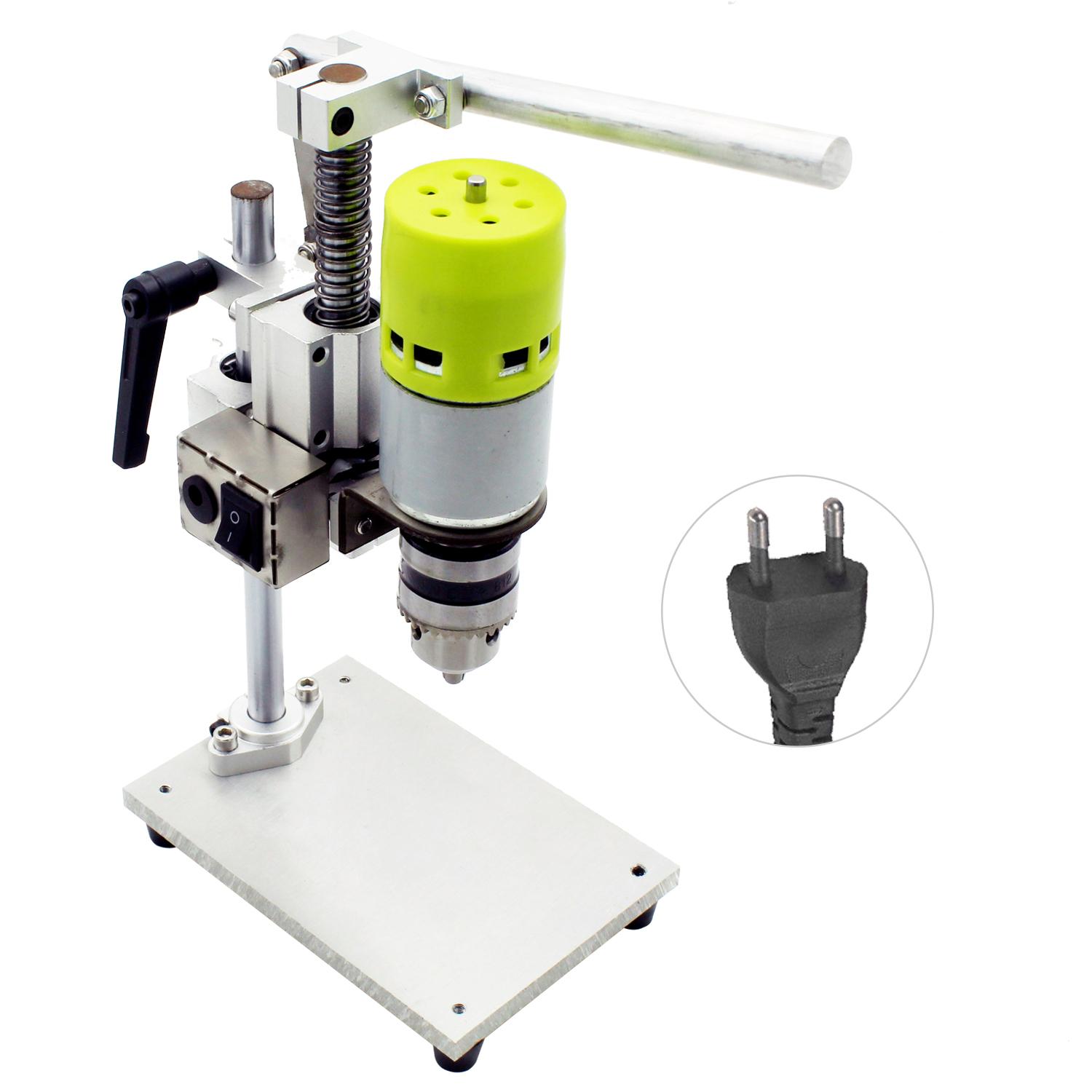 7-Gang-Mini-Bohrmaschine Bank Elektrische Tischbohrmaschine Chuck 1,5-10mm 100W Kleine Bank EU Plug grün
