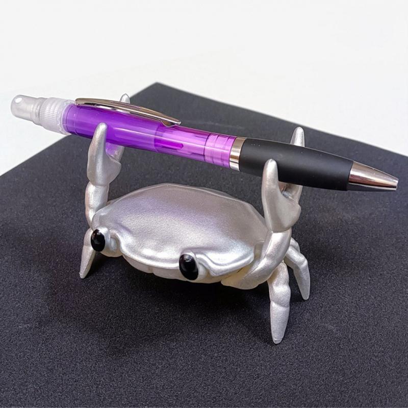 VAORLO Niedlicher Krabbenhalter für Smartphone, Pfanne, Brillen, Telefonhalter, Schreibtischständer, kreative Halterung für Live-Filme silber