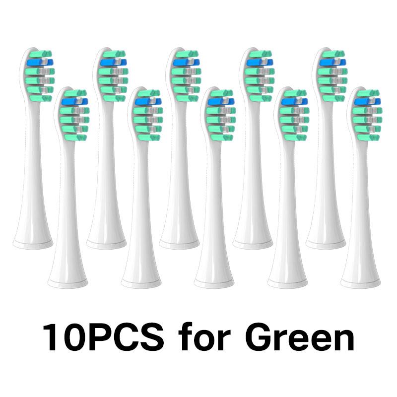 10 Stück Ersatz-Zahnbürstenköpfe für Philips HX3/HX6/HX9 Schallzahnbürste, weich, DuPont, keine Metalldüsen aquamarin