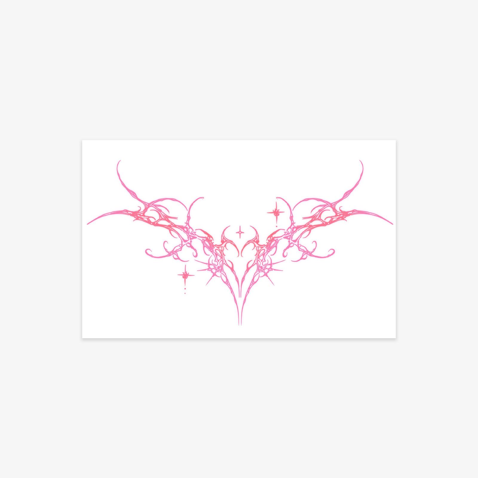 Tattoo-Aufkleber Rosa Succubus Liebesflügel Abdruck Tattoo-Aufkleber Wasserdicht Sexy Weiblicher Rücken-Hüft-Tattoo-Aufkleber 19*12