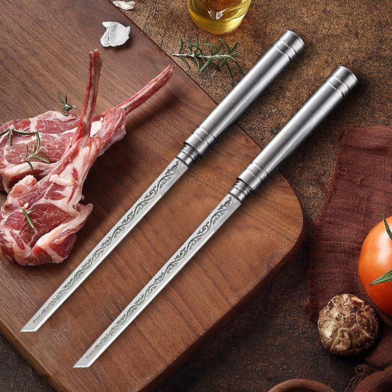 2024 Damaskus Faltbare Edelstahl Integrierte Tee Utensil Mini Tee Messer Tee Zeremonie Griff Ornament Schmieden Obst Messer 1Pcs