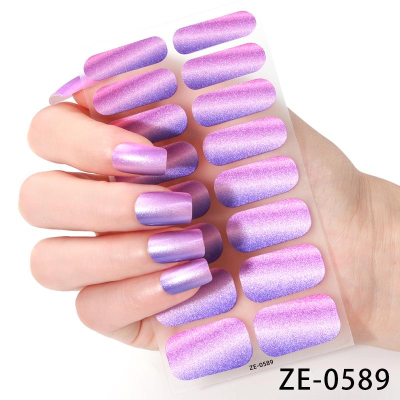 Neue Glitzer Katzenaugen Nagellackfolie Nagelsticker, 16-farbiger Glitzer Diagonales Katzenauge Wasserdichte Nailart-Sticker ZE-0589