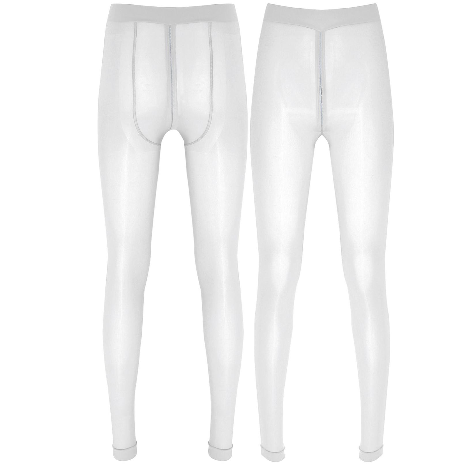 Transparente Damen-Strumpfhose mit Reißverschluss im Schritt, dehnbare, durchsichtige Strumpfhose, einfarbige Leggings XL weiß