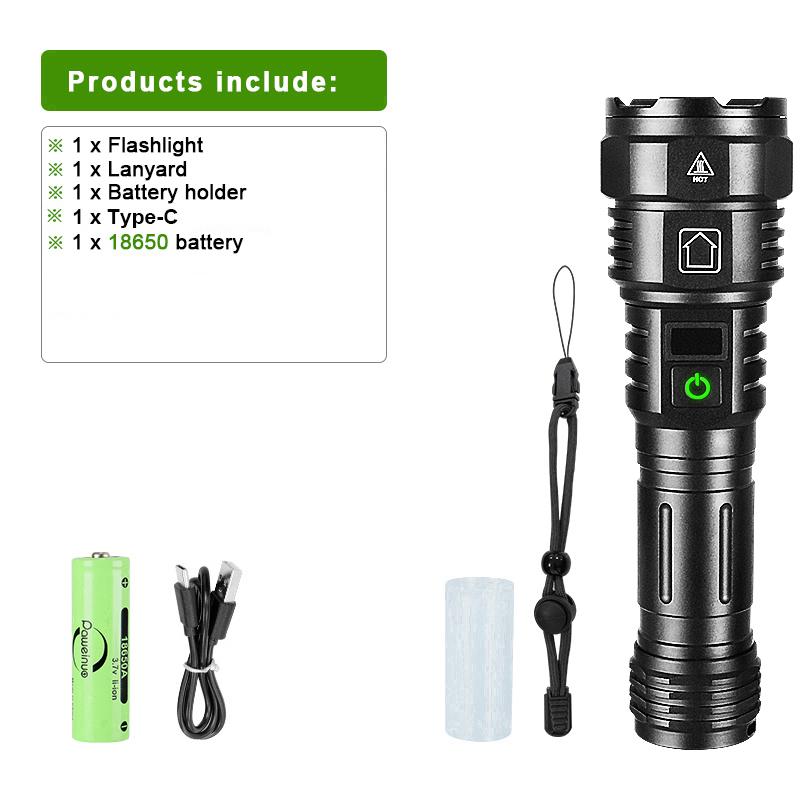 2000M Scheinwerfer LED Taschenlampe 500W Weiß Laser High Power Taschenlampe USB Aufladbare Leistungsstarke Taschenlampe Laterne Hand Lampe with 18650 battery schwarz