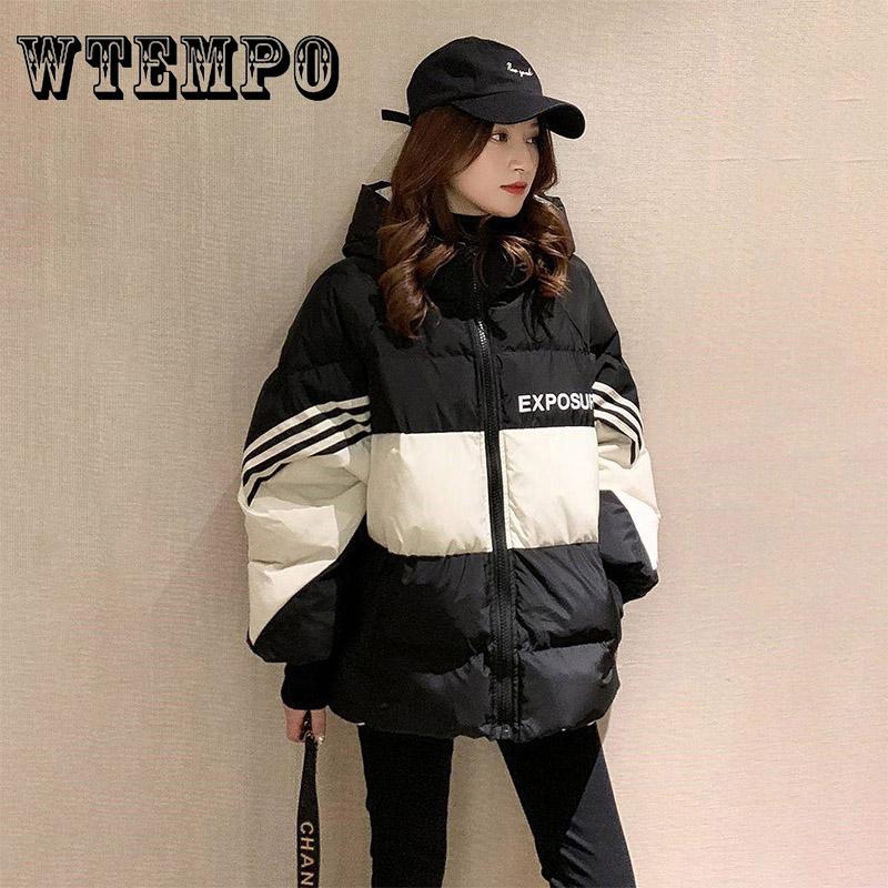 Damen Daunenmantel Verdickte Kurze Baumwolle Gefütterte Jacke Warme Jacke Koreanische Version Lose Brotjacke L schwarz