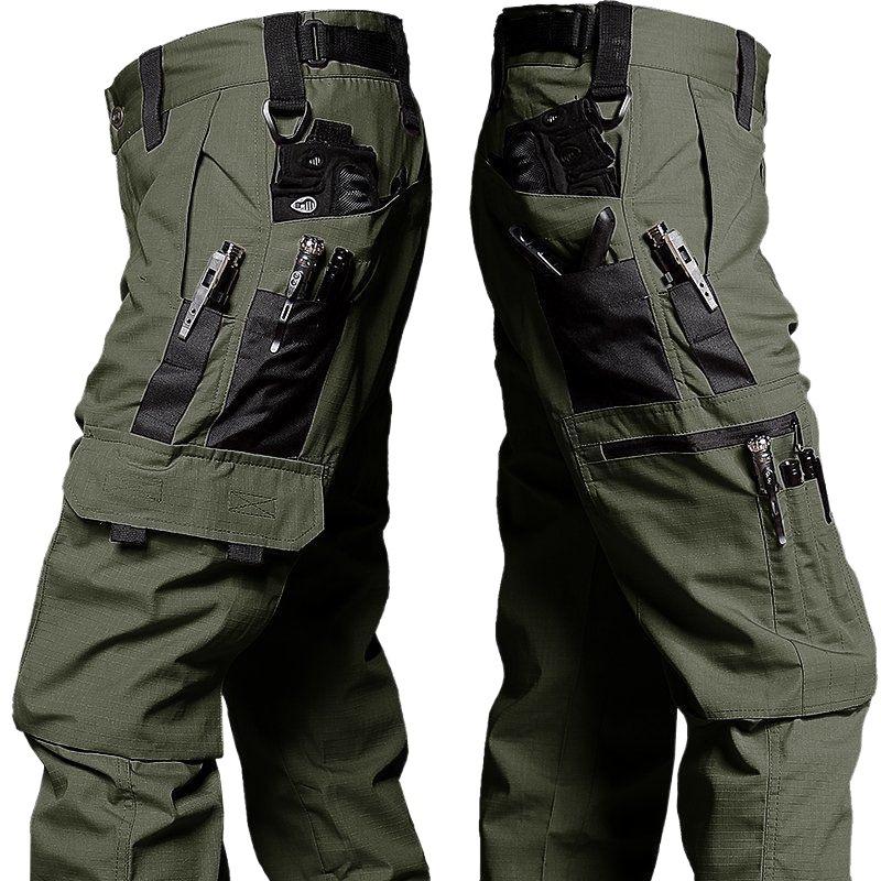 Herrenhose Outdoorhose mit Taschen, wasserdicht, Ripstop-Hose, Arbeitskleidung, Wanderhose, Jogger, Herrenbekleidung M grün