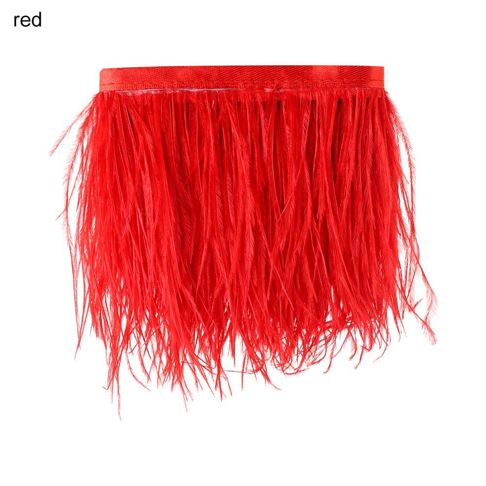 1 Meter Straußenfedern Besatz 8-10 CM Federn Band Webkante Für DIY Hochzeitskleid Dekoration Handwerk Zubehör rot