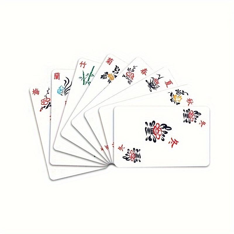 Schachtel mit 144 Mahjong-Spielkarten und 50-teiligem Spiel-Requisiten-Set, Mini-Mahjong-Steine aus Papier, tragbares, geräuschloses Mahjong-Set aus Papier für zu Hause 2pcs white
