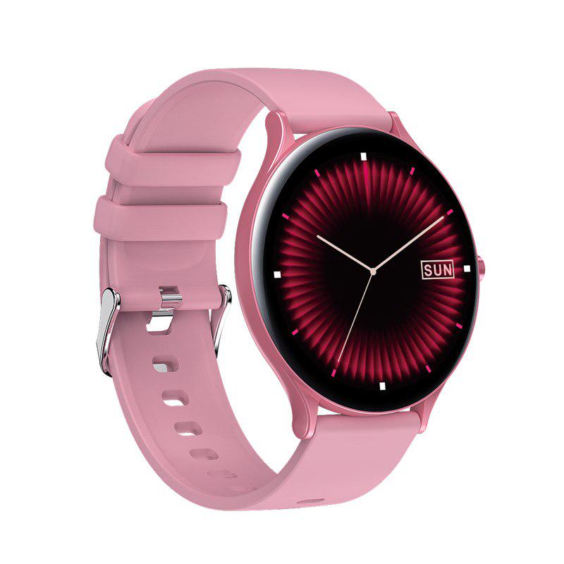 Scione Ultradünne Smartwatch für Herren und Damen, voller Touchscreen, Bluetooth, Sport-Tracker, Fitness-Smartwatch rosa