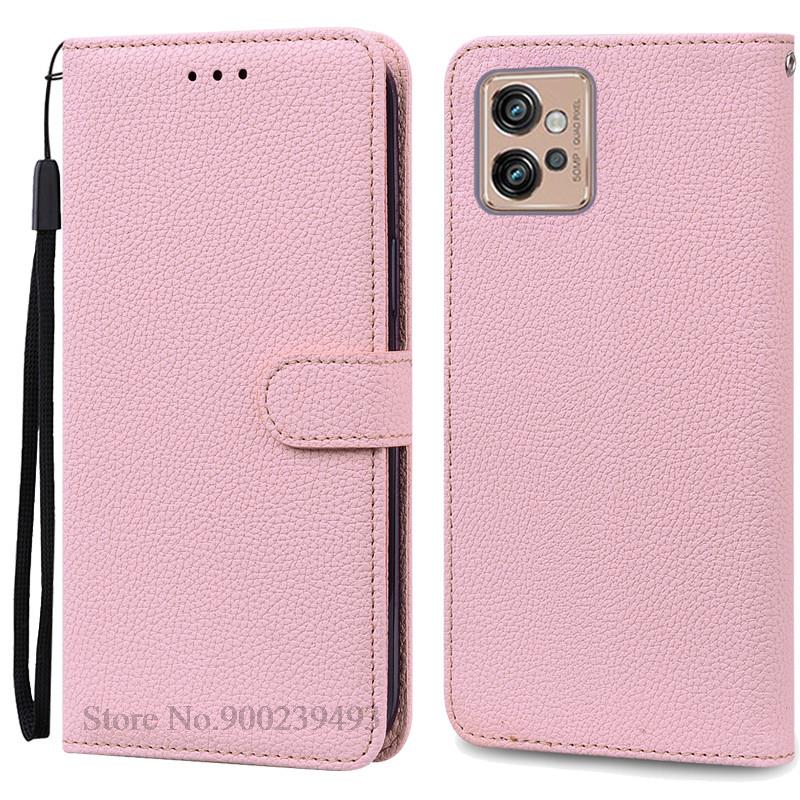 Ledertasche für Motorola Moto G32 Hülle Magnetische Flip-Wallet-Hülle Abdeckung für Moto G32 MotoG32 G 32 Kartenfach Handyhüllen Fundas for Moto G32 rosa